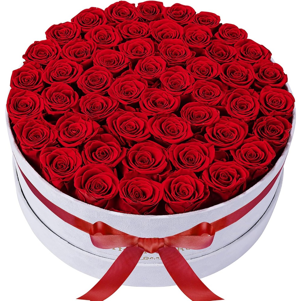 Home Decor Tulip - 50 Velvet Box Roses, Preserved Flowers