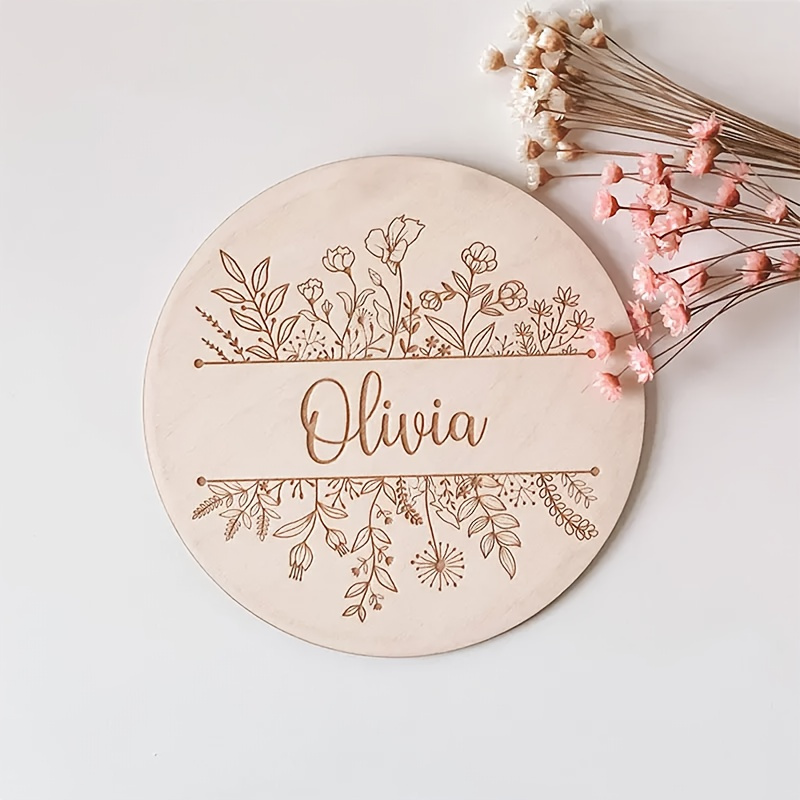 Home Decor For Wedding - Personalized Floral Engraved Name Plaque, Custom