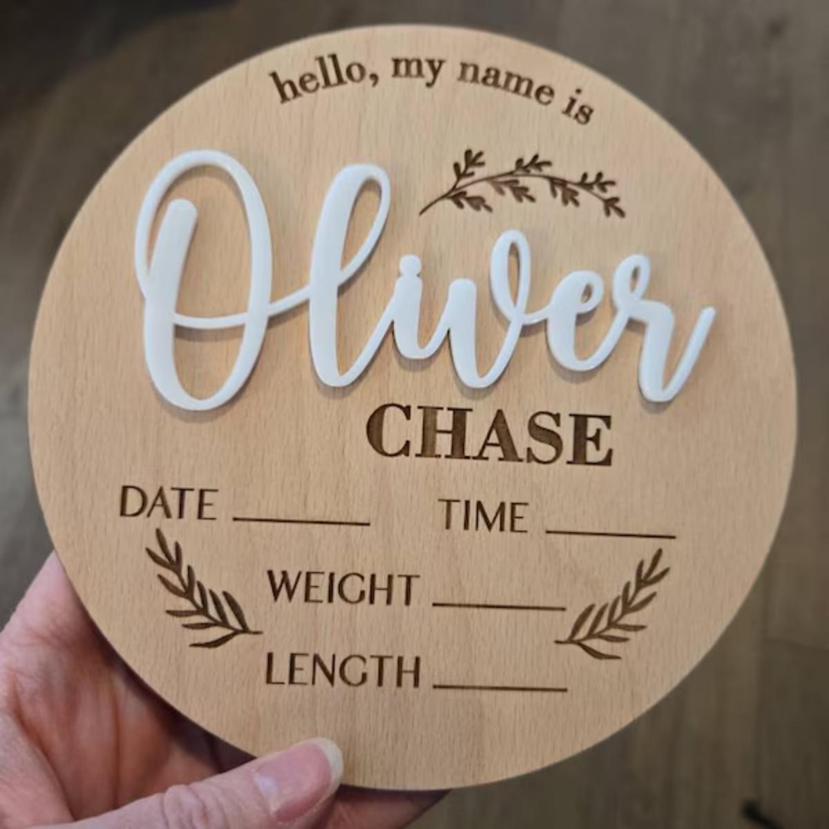 Home Decor For Wedding - 1Pc Custom Baby Announcement Sign Wooden
