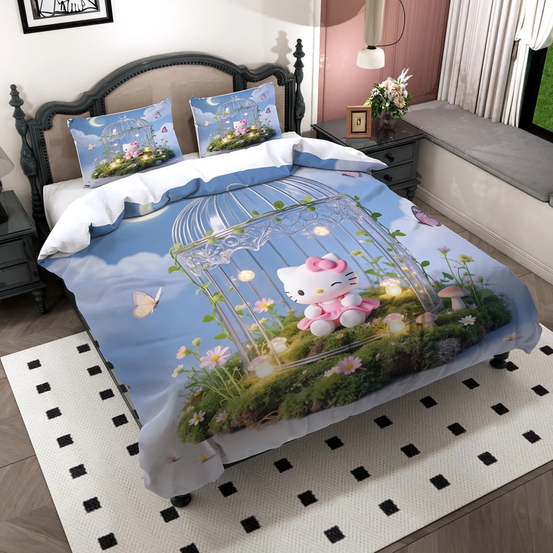 Home Decor Daisy - Polyester Hello Kitty Bedding Set Blue