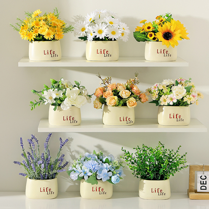 Home Decor Daisy - Fake Flower Sunflower Daisy with Potted