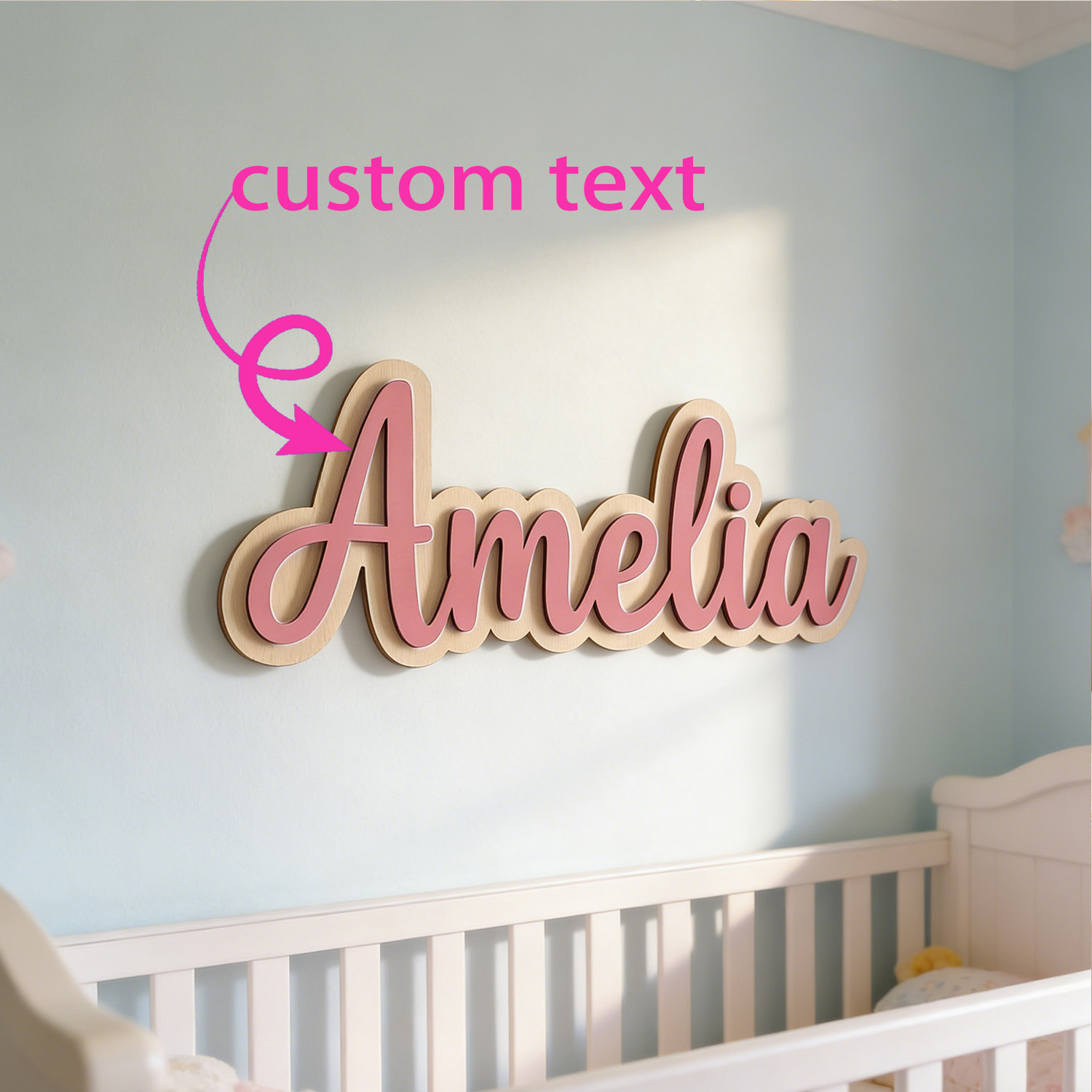 Home Decor For Wedding - 1pc Customized Double-layer Wooden Surname Brand,