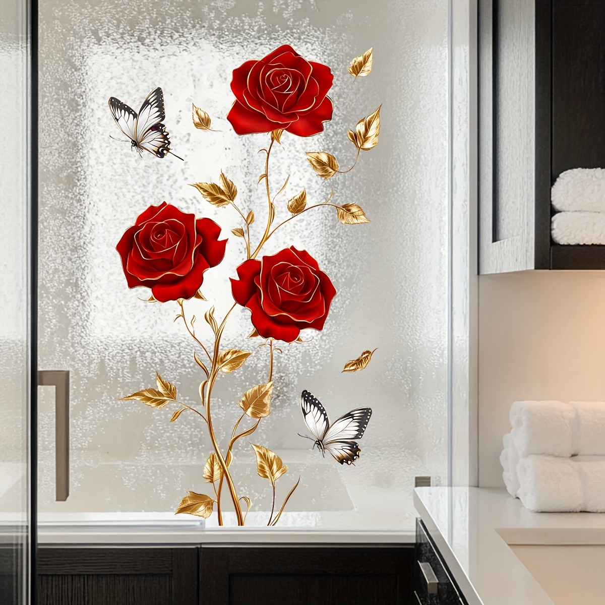 Home Decor Window Blinds - 1Pc Charming and Romantic Red Rose