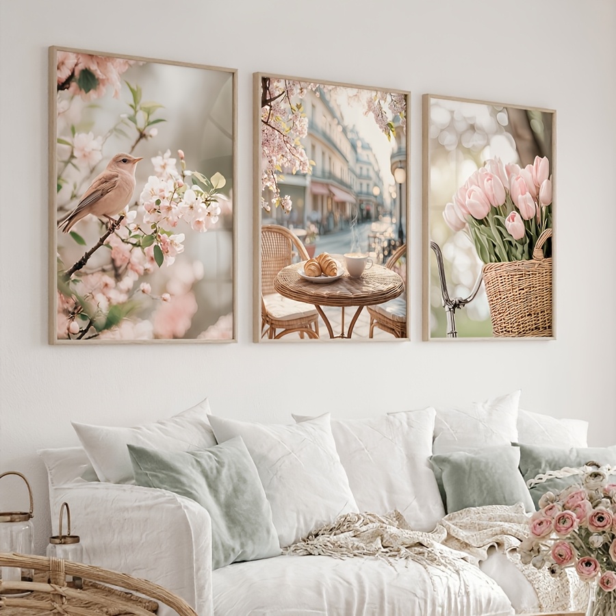 Home Decor Tulip - 3pcs/set Romantic Paris Street Canvas Print