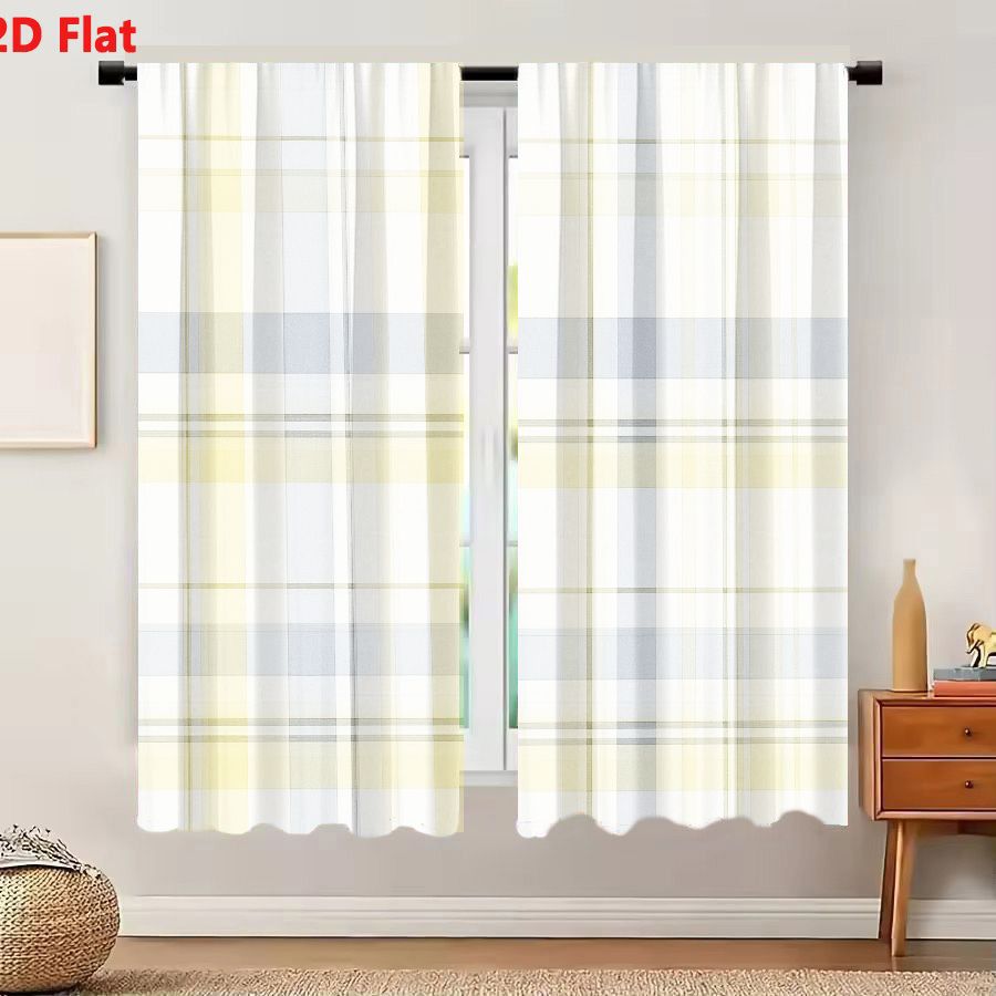 Home Decor Color Palettes - 2Pcs Curtains 2D Flat Seamless Plaid