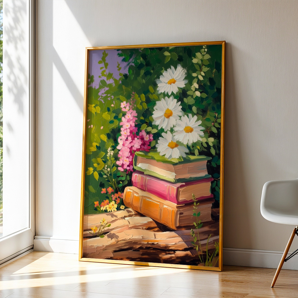 Oil Painting Books Daisies Wil - Home Decor Daisy 评论和价格