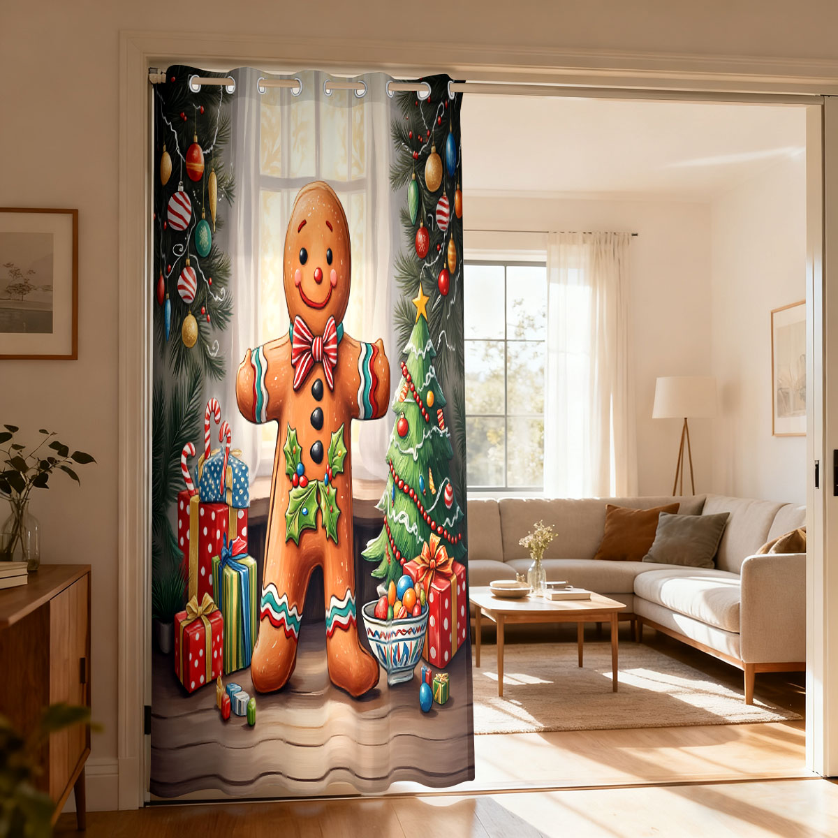 Christmas Gingerbread Man Xmas - Home Decor Curtains 评论和价格