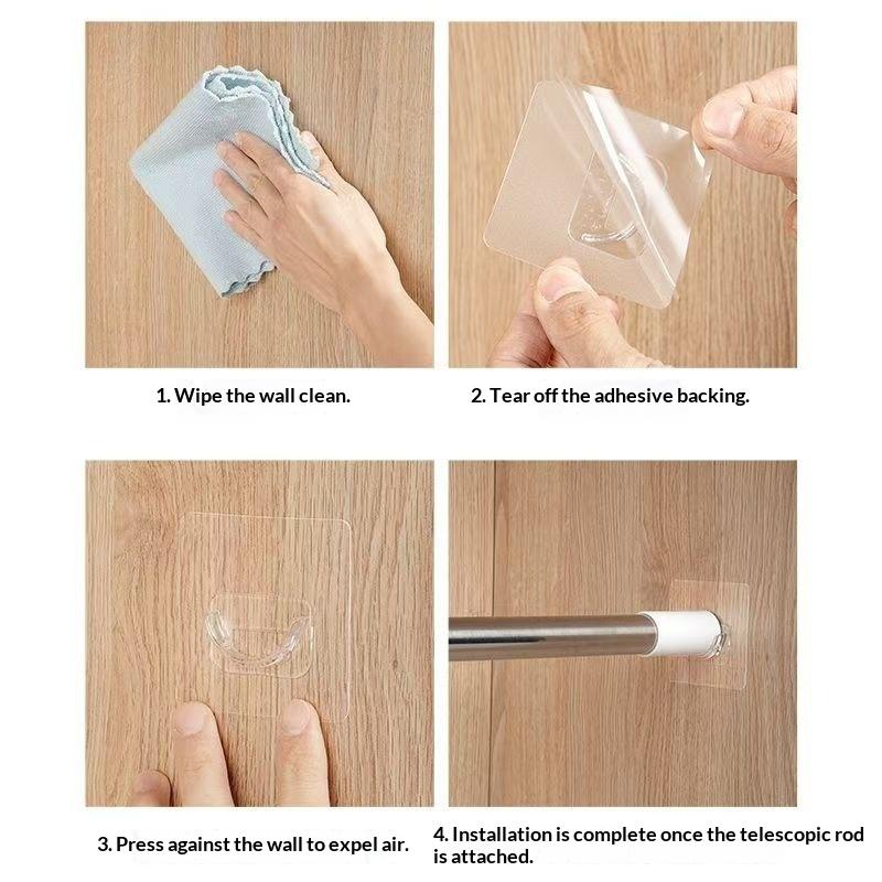 No Drill Transparent Self Adhe - Home Decor Curtains 评论和价格