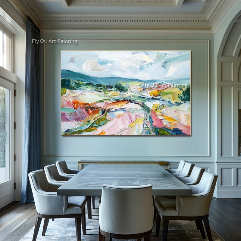 Hand Painted Palette Knife Lan - Home Decor Color Palettes 评论和价格