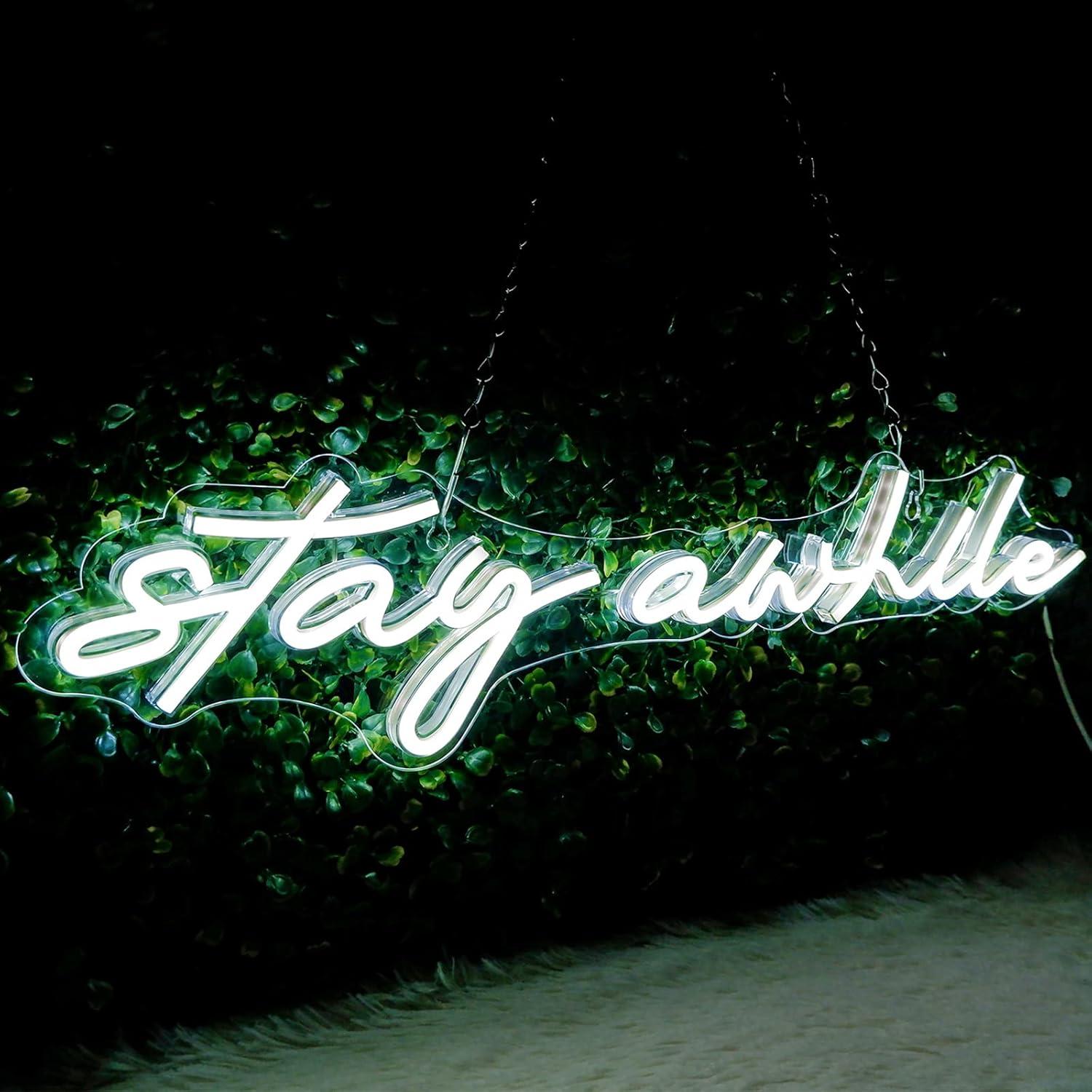 Stay Awhile Neon Signs USB Dim - Home Decor Gift 评论和价格