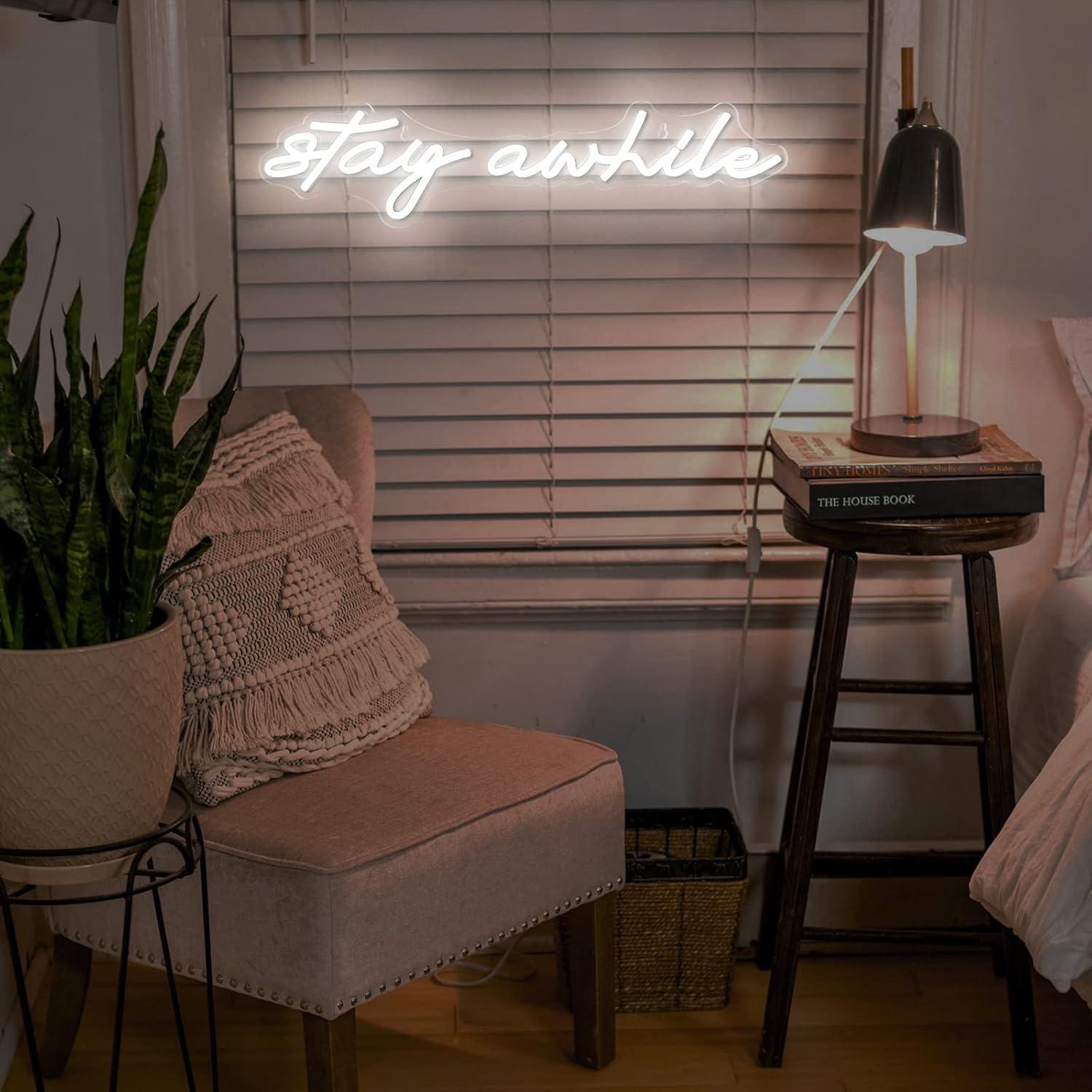 Stay Awhile Neon Signs USB Dim - Home Decor Gift 评论和价格