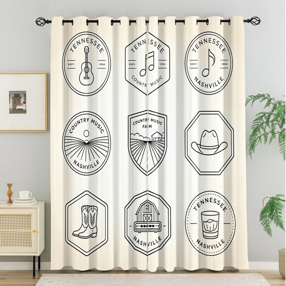 Tennessee Country Music Theme  - Home Decor Curtains 评论和价格