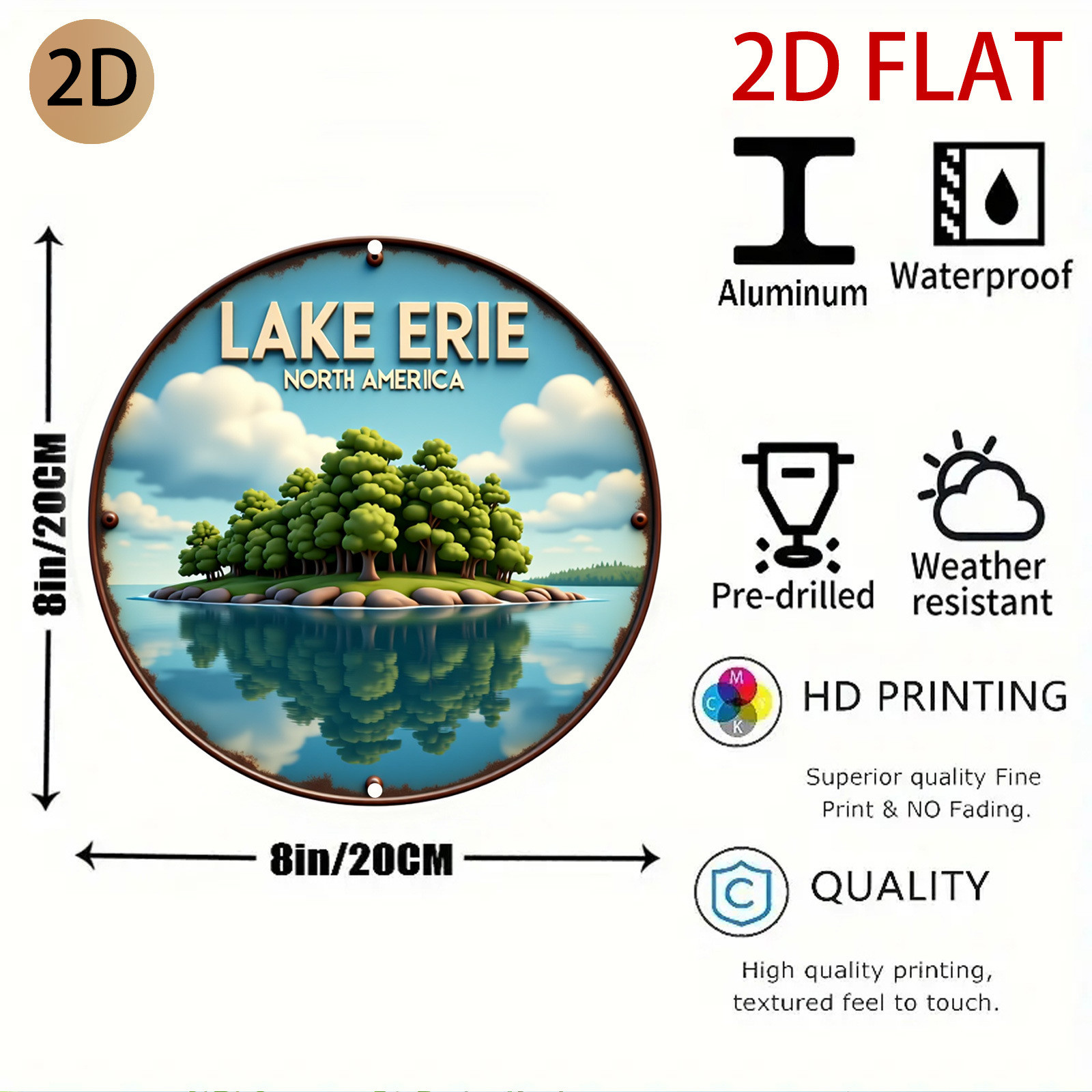 2D Flat Circular Lake Erie Log - Home Decor Logo Design 评论和价格