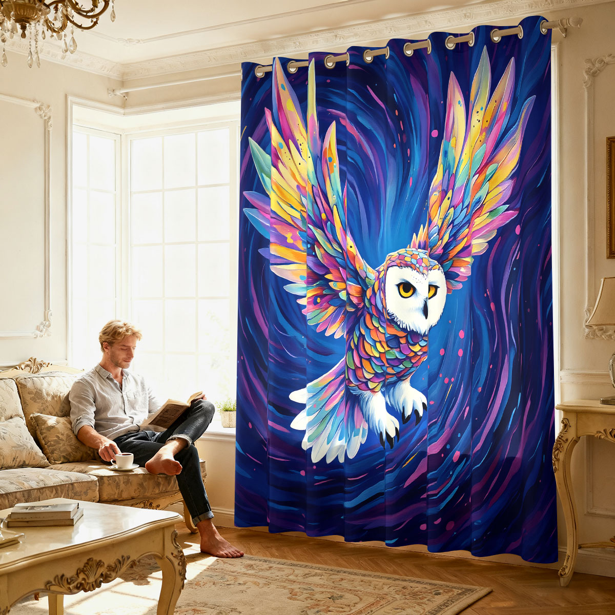 1PC Colorful Starry Sky Flying - Home Decor Curtains 评论和价格