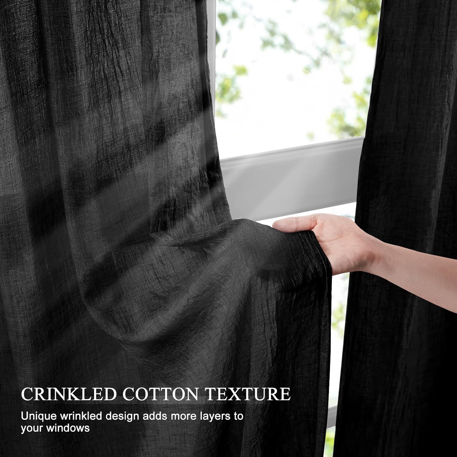 Black Sheer Curtains for Bedro - Home Decor Window Blinds 评论和价格