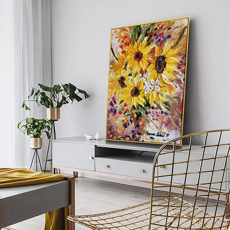Vibrant 3D Impasto Sunflower O - Home Decor Color Palettes 评论和价格