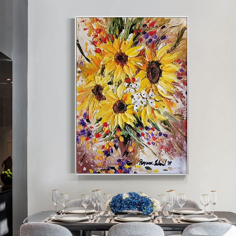 Vibrant 3D Impasto Sunflower O - Home Decor Color Palettes 评论和价格