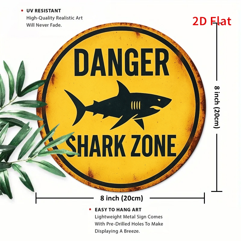 2D Metal Sign Shark Danger Zon - Home Decor Zone 评论和价格