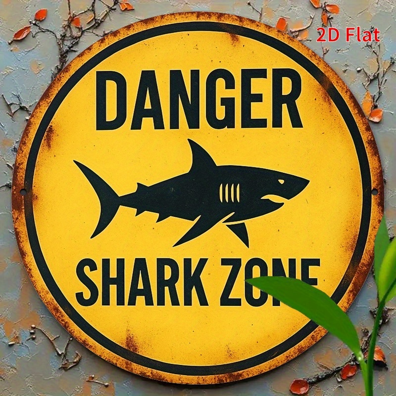 2D Metal Sign Shark Danger Zon - Home Decor Zone 评论和价格