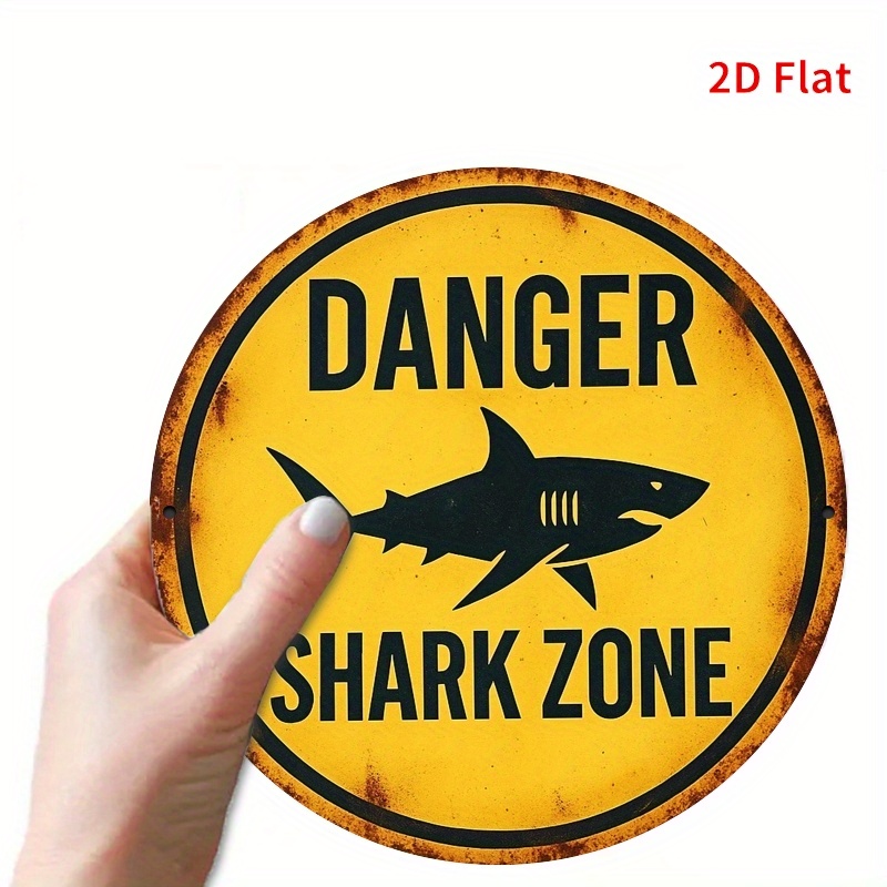 2D Metal Sign Shark Danger Zon - Home Decor Zone 评论和价格