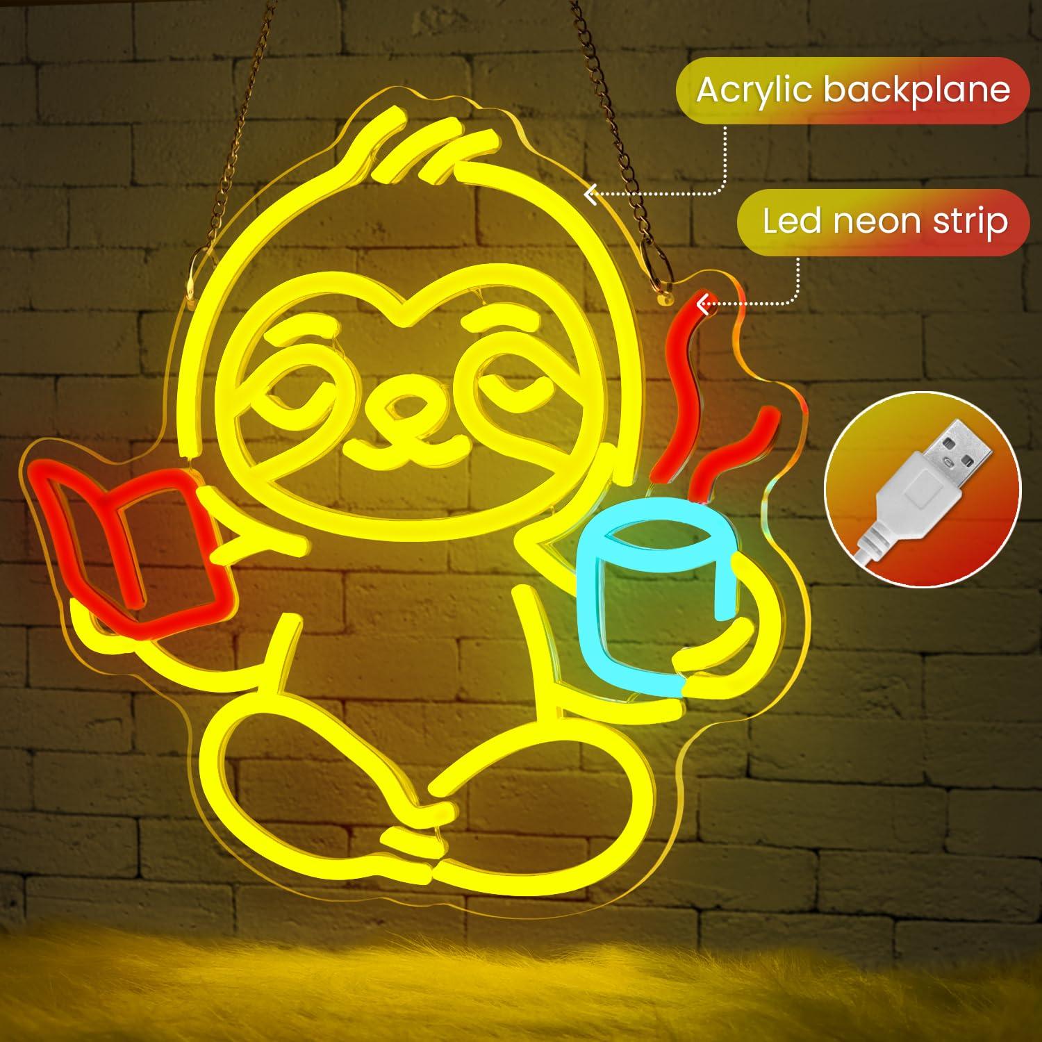 Sloth Neon Sign USB Dimmable L - Home Decor Gift 评论和价格