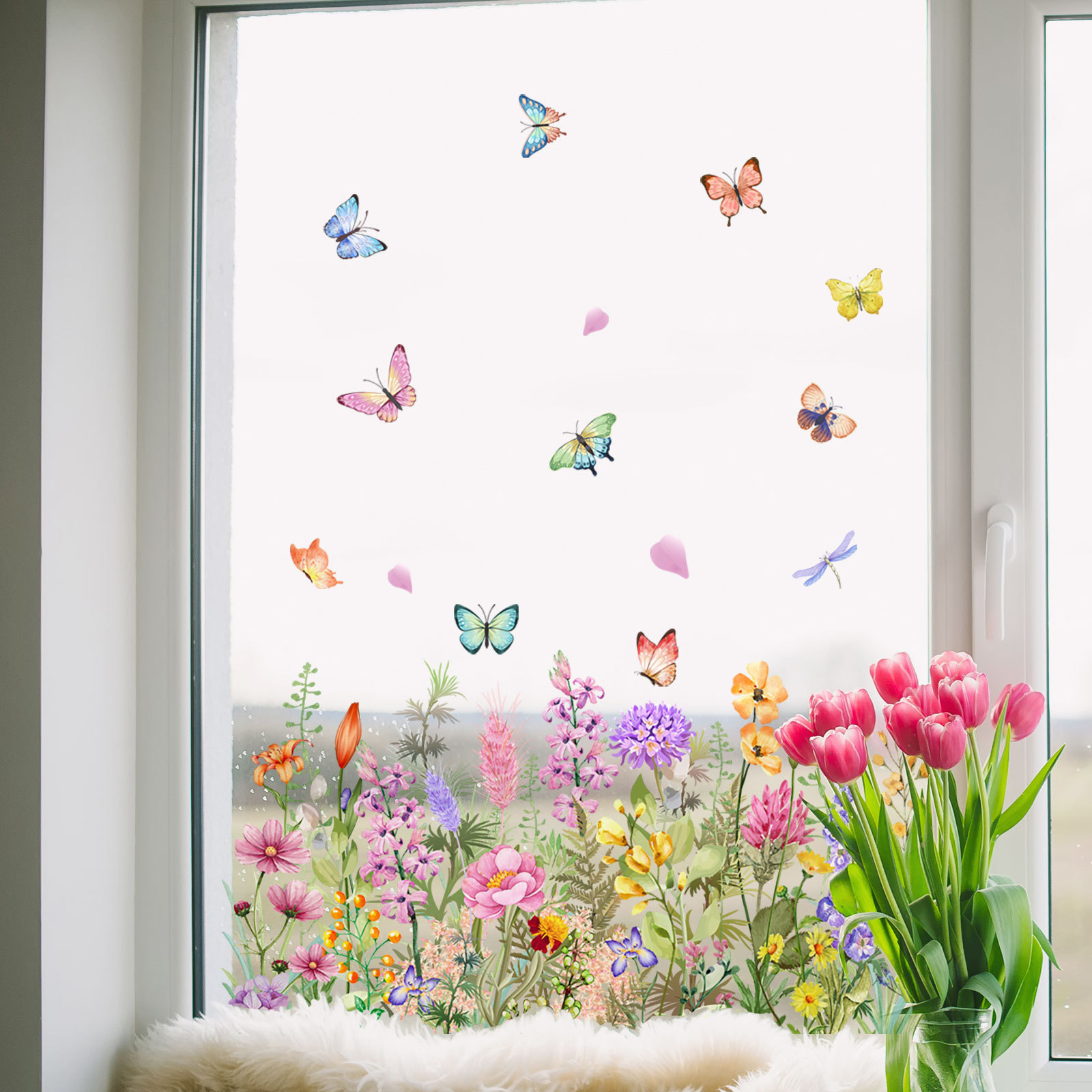 Watercolor Colored Flowers But - Home Decor Window Blinds 评论和价格