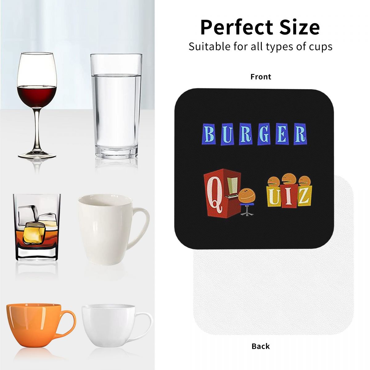 Burger Quiz New Logo Coasters  - Home Decor Quiz Free 评论和价格