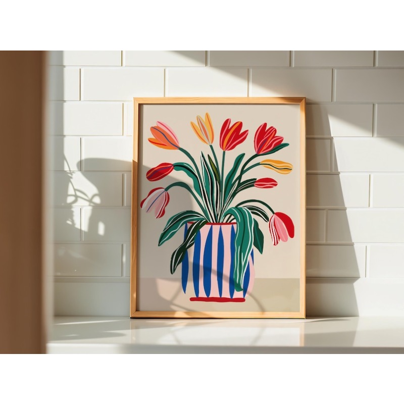 2pcs Tulip Flowers Canvas Wall - Home Decor Tulip 评论和价格