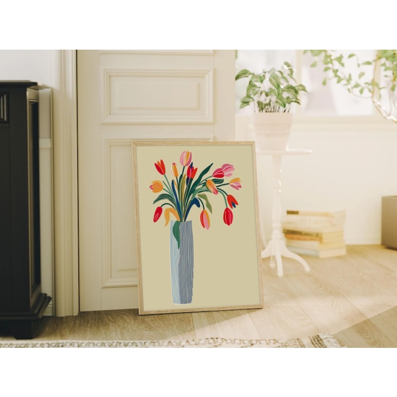 2pcs Tulip Flowers Canvas Wall - Home Decor Tulip 评论和价格