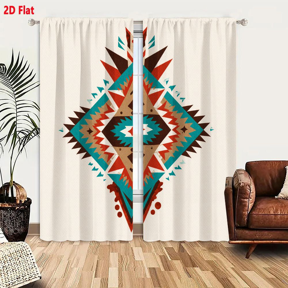 2Pcs Curtains 2D Flat Symmetri - Home Decor Color Palettes 评论和价格