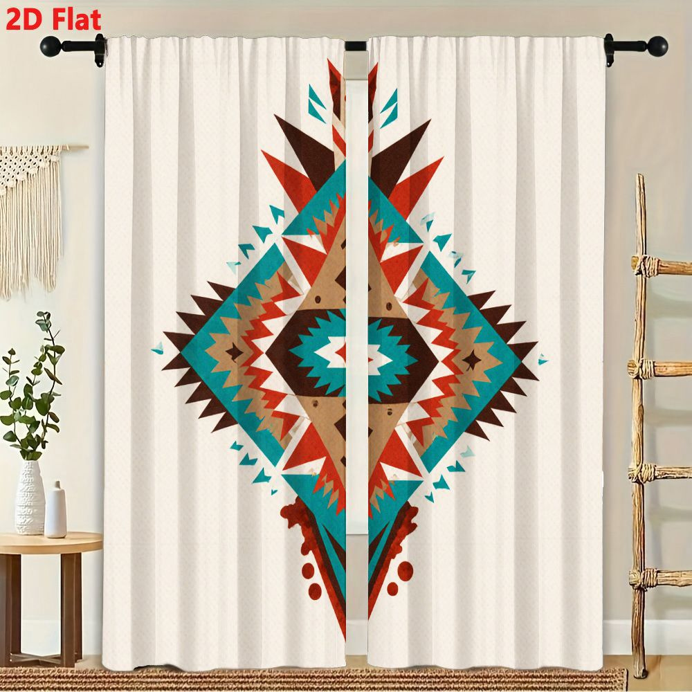 2Pcs Curtains 2D Flat Symmetri - Home Decor Color Palettes 评论和价格