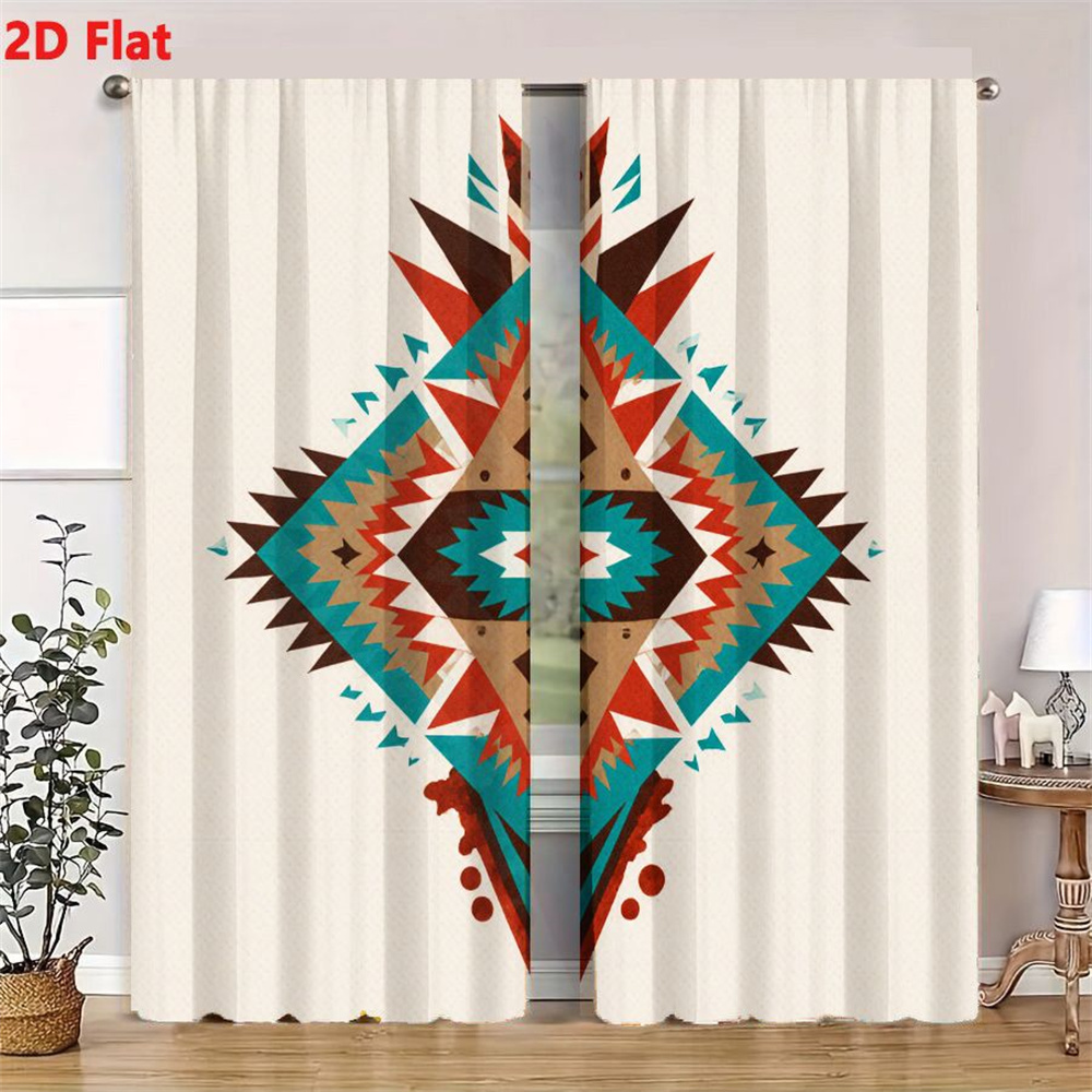 2Pcs Curtains 2D Flat Symmetri - Home Decor Color Palettes 评论和价格