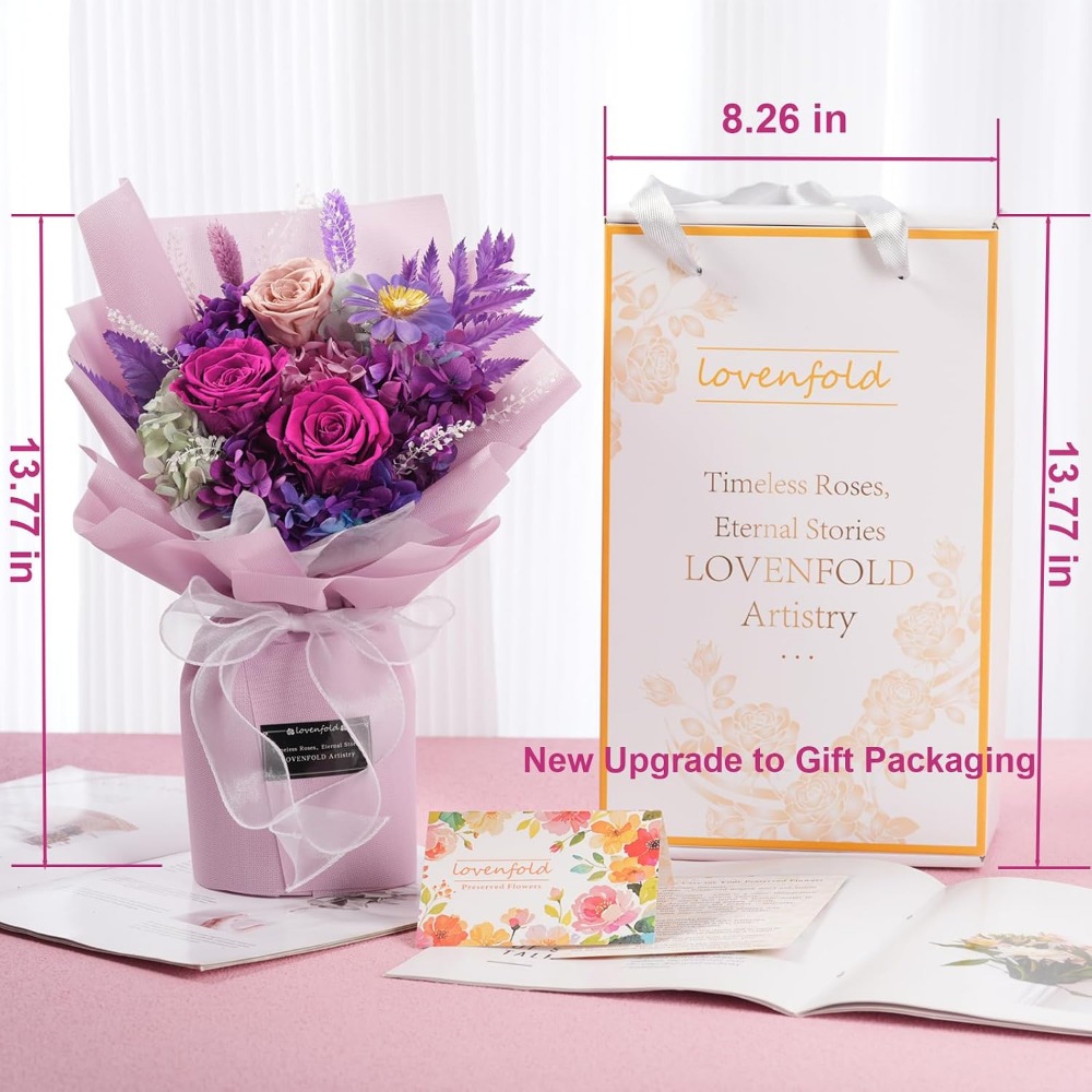 Preserved Purple Rose Bouquets - Home Decor Tulip 评论和价格