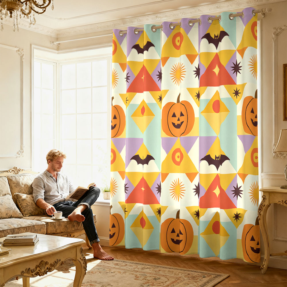 1pc Halloween pumpkin bat geom - Home Decor Curtains 评论和价格