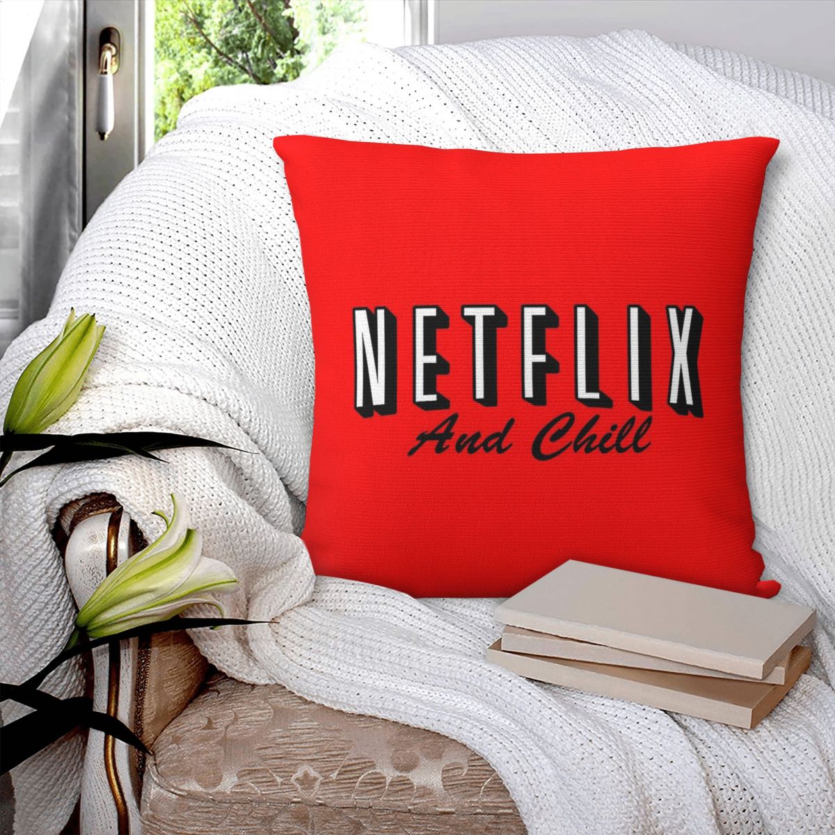 Netflix And Chill Red Square P - Home Decor Netflix 评论和价格