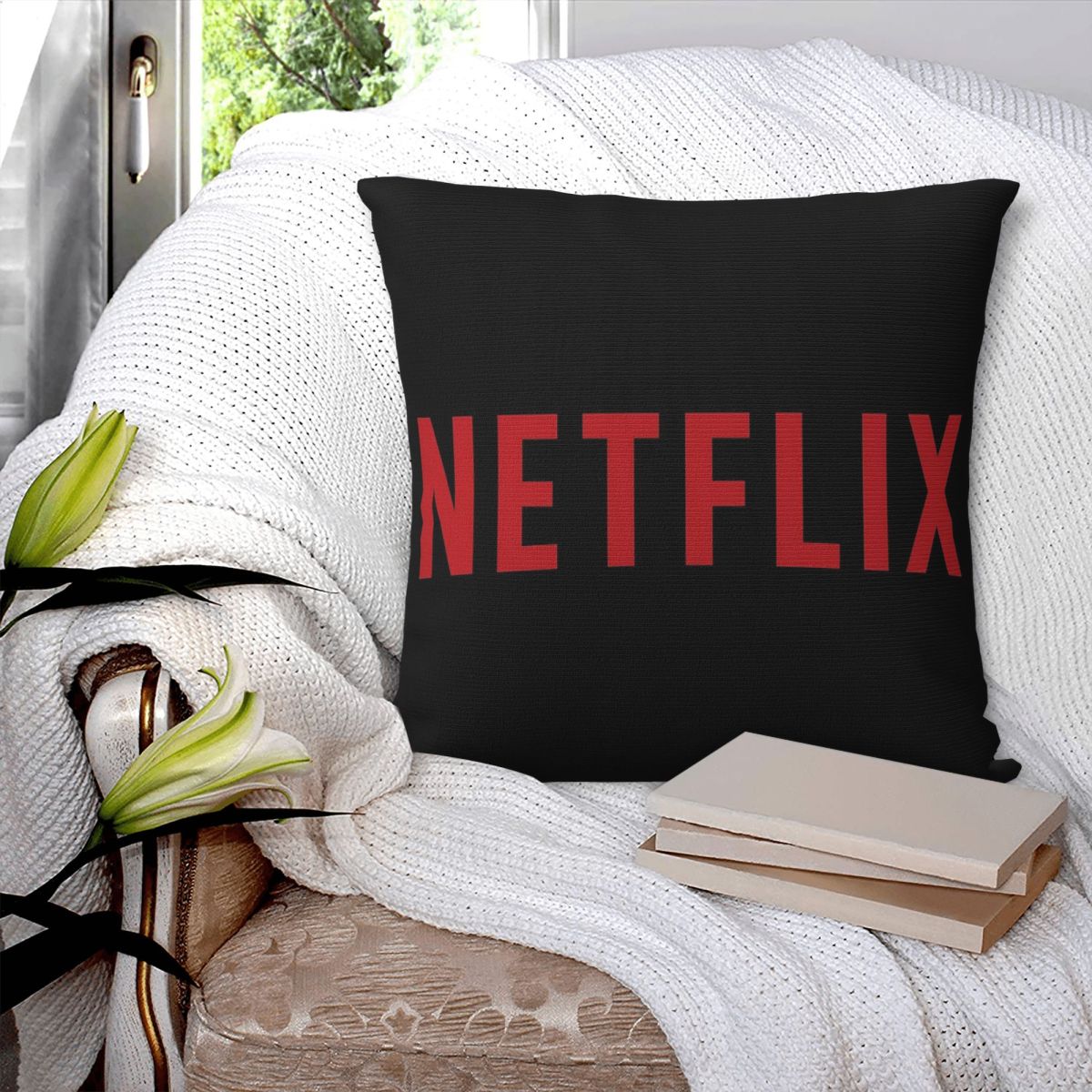 Netflix Logo Square Pillowcase - Home Decor Netflix 评论和价格