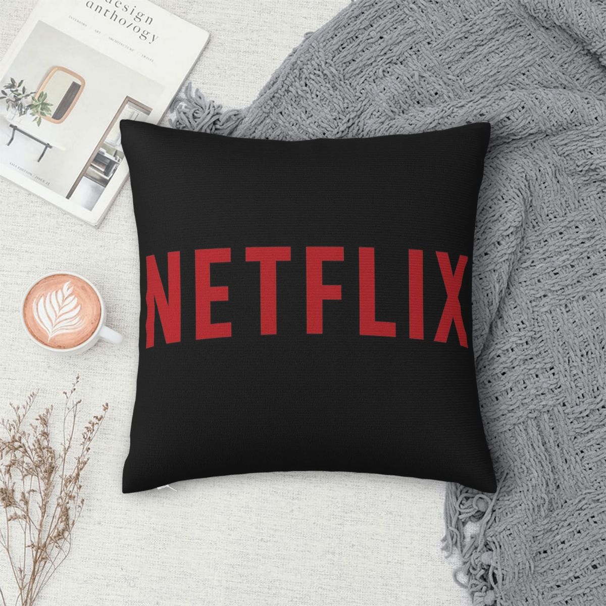 Netflix Logo Square Pillowcase - Home Decor Netflix 评论和价格